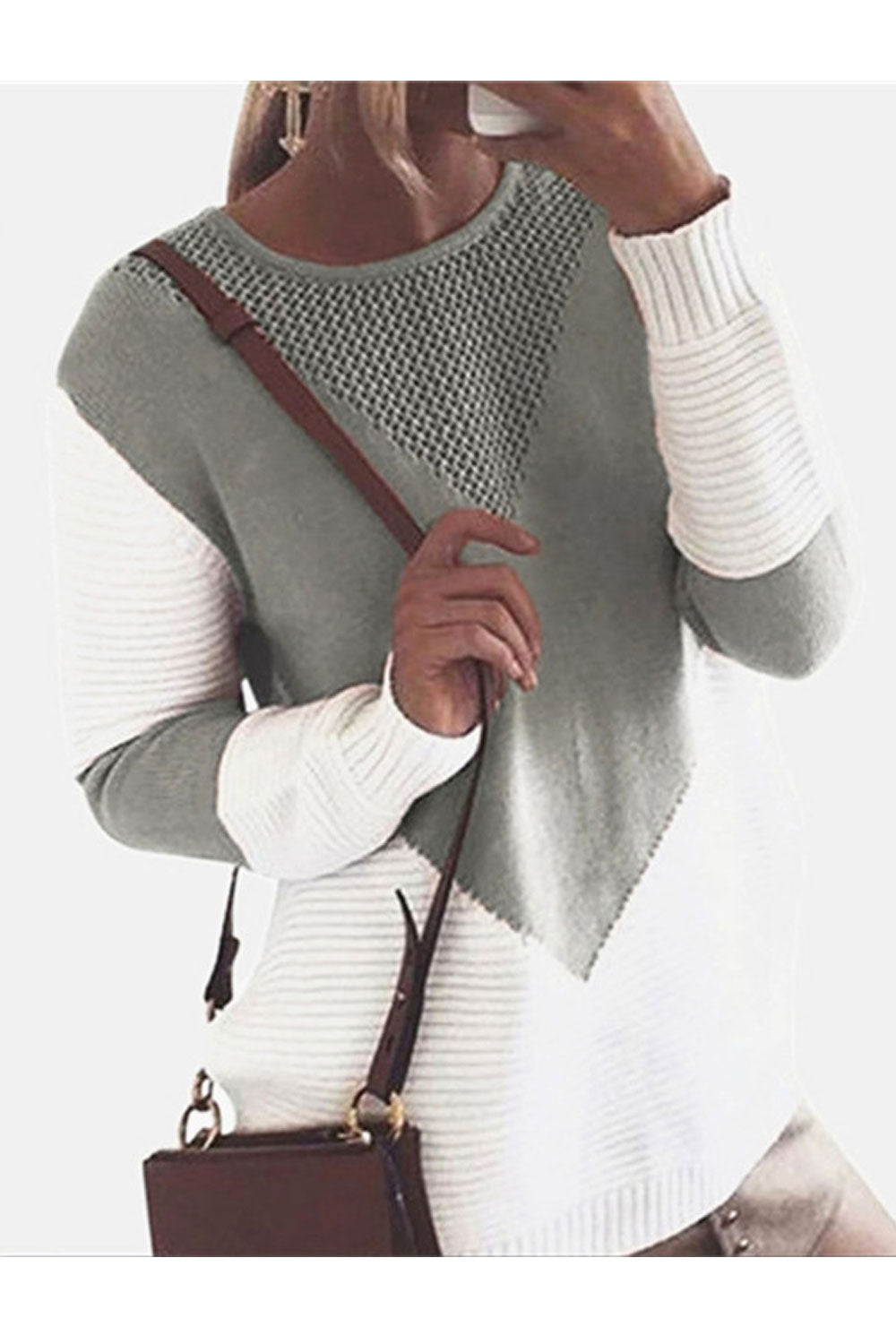 Women Autumn Fashion Contrast Color Sweater