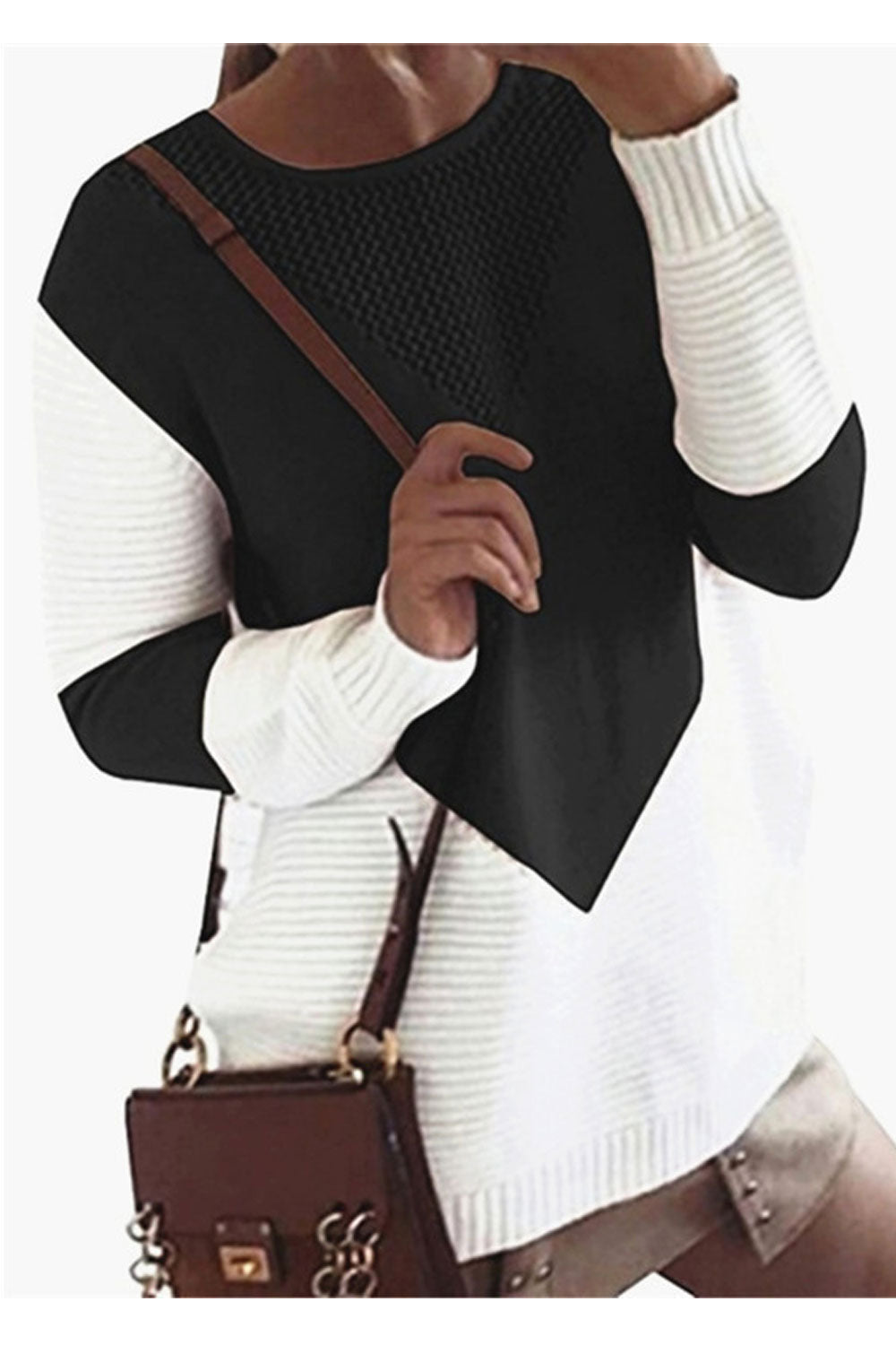 Women Autumn Fashion Contrast Color Sweater