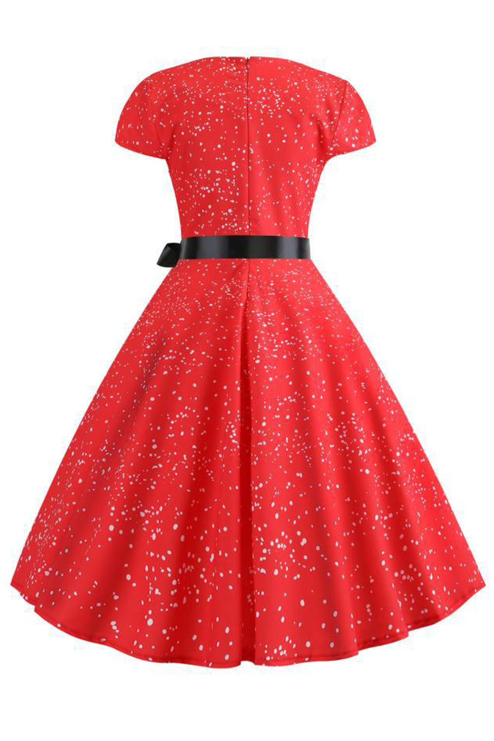 Women Round Neck Small Sleeve Printed Swing Dress