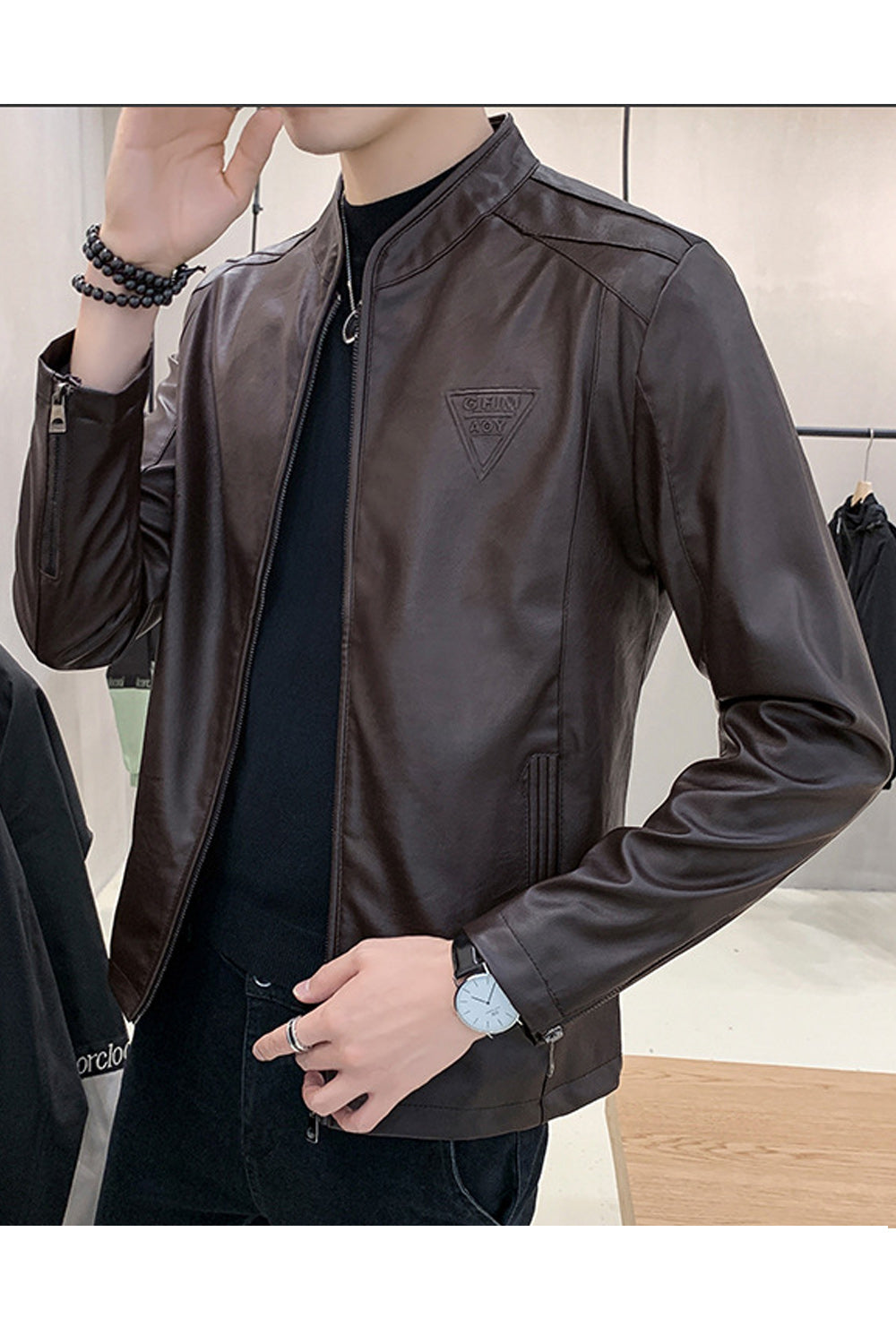 Men Beautiful Zipper Closure Solid Color Hoodie