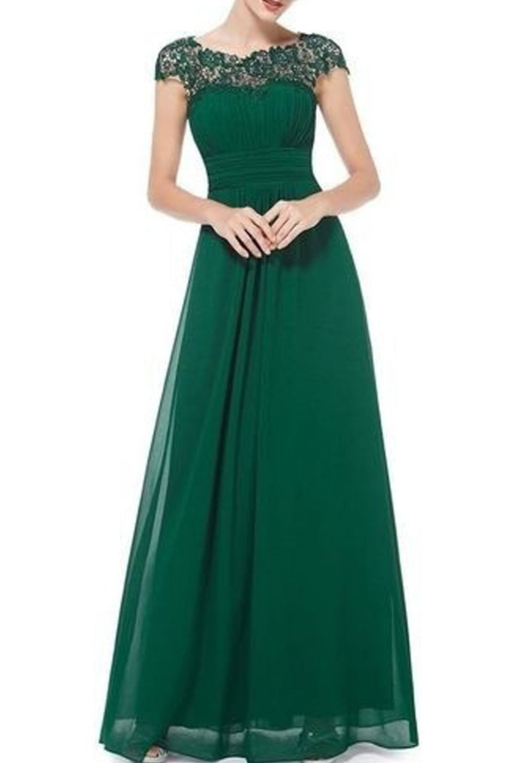 Women Beautiful Solid Colored Round Neck Summer Sleeveless Pleated Styled Long Length Wedding Dress