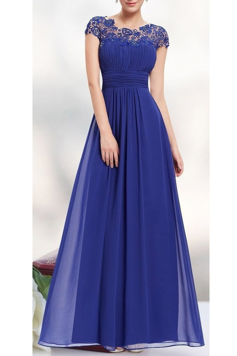 Women Beautiful Solid Colored Round Neck Summer Sleeveless Pleated Styled Long Length Wedding Dress
