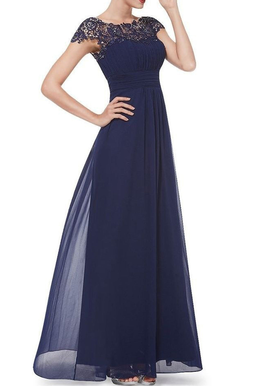Women Beautiful Solid Colored Round Neck Summer Sleeveless Pleated Styled Long Length Wedding Dress