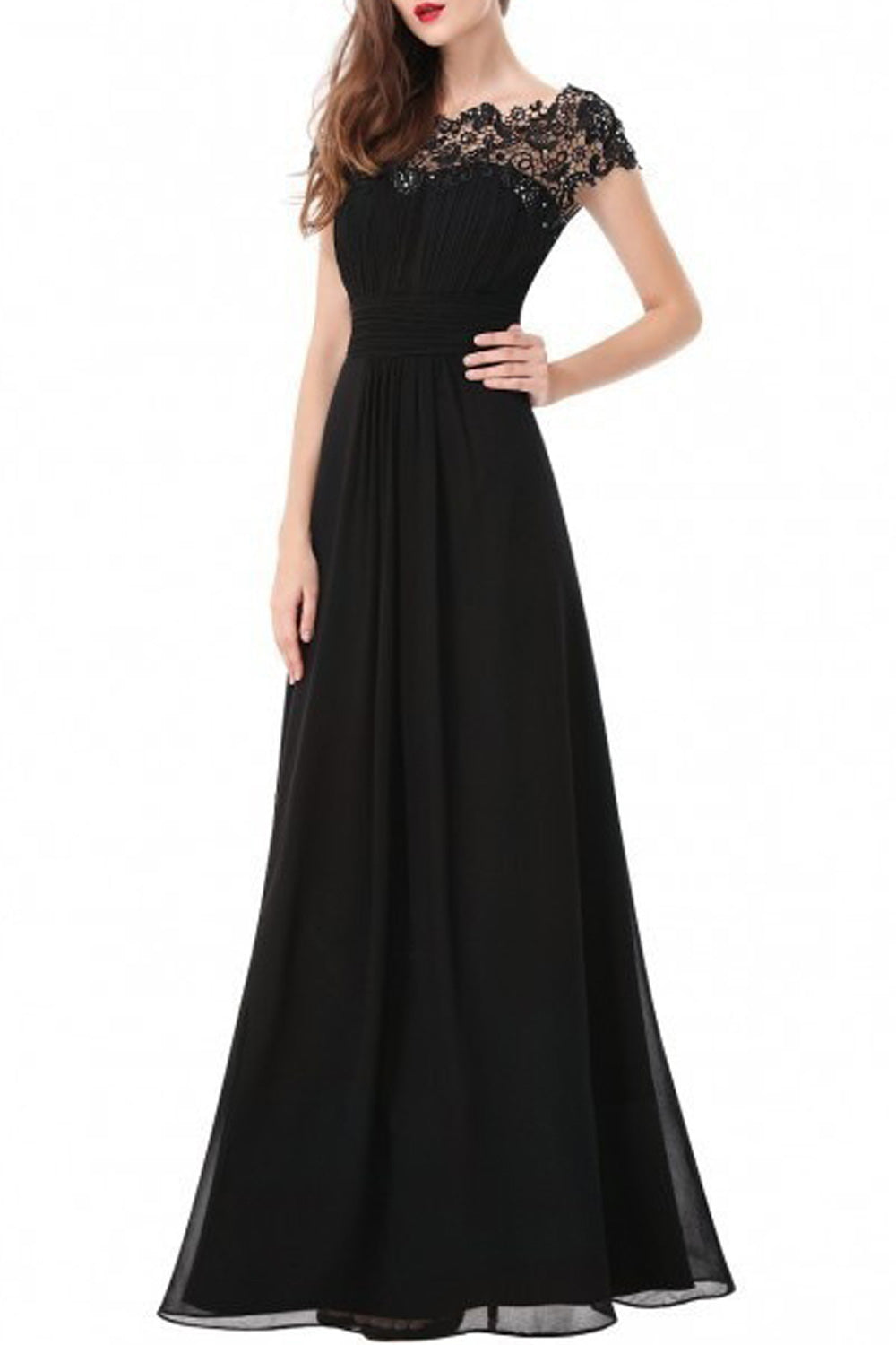 Women Beautiful Solid Colored Round Neck Summer Sleeveless Pleated Styled Long Length Wedding Dress