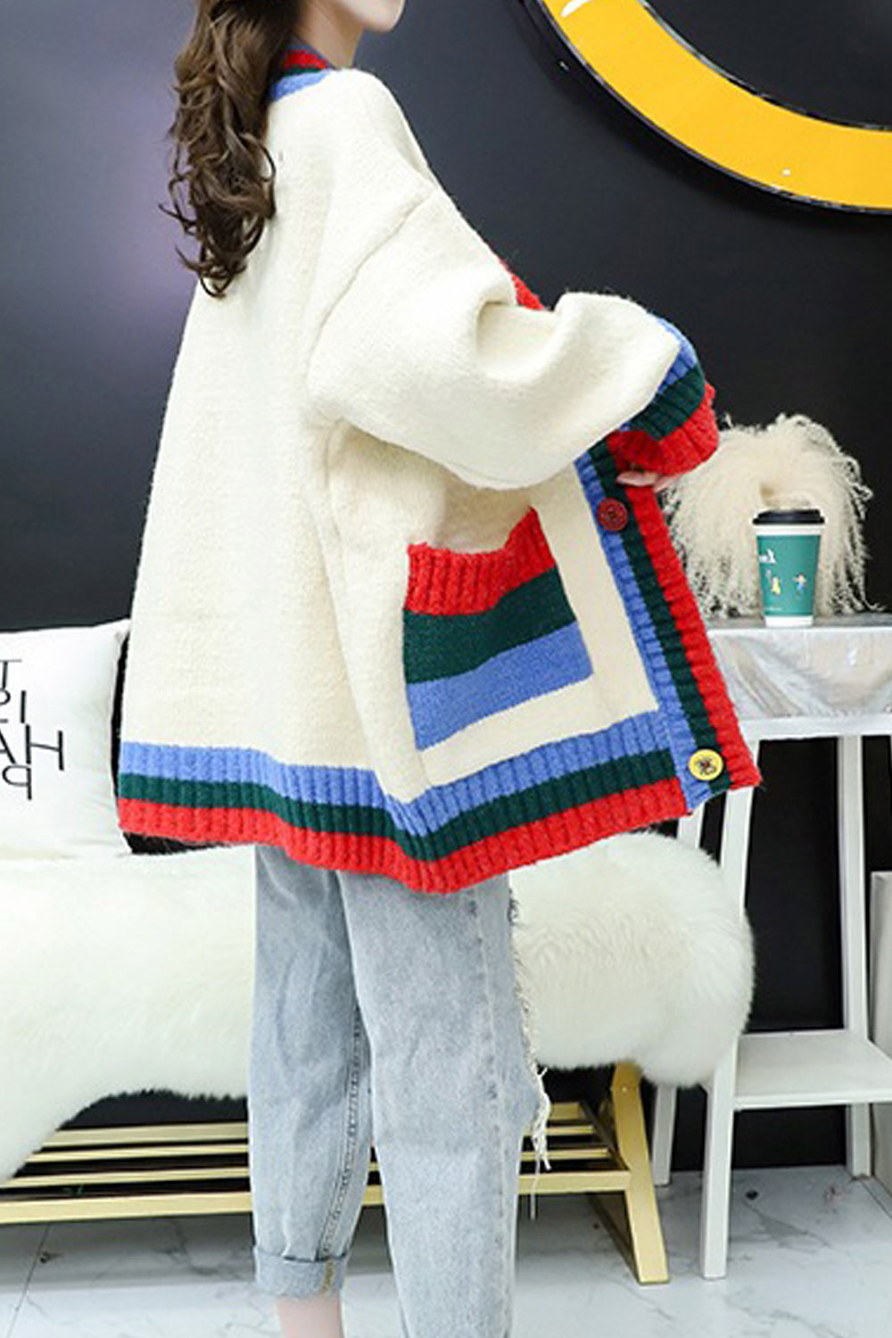 Women Warm Loose Knitted Style Thick Convenient Cardigan