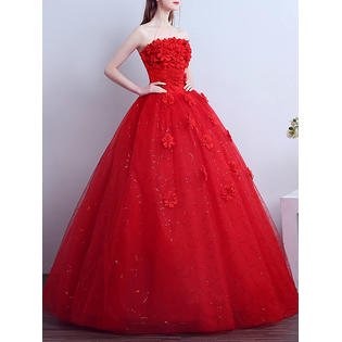 Women Beautiful Solid Colored Off-Neck Sleeves Slim Waist Floral Designed Lovely Gown Dress