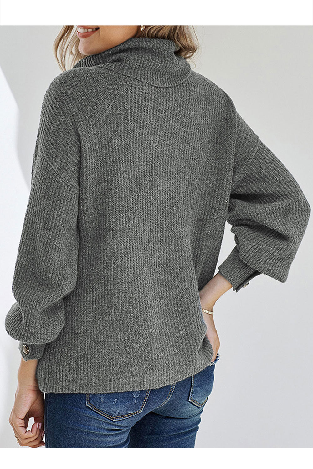 Women Simple Solid Colored Warm High Neck Thick Sweater