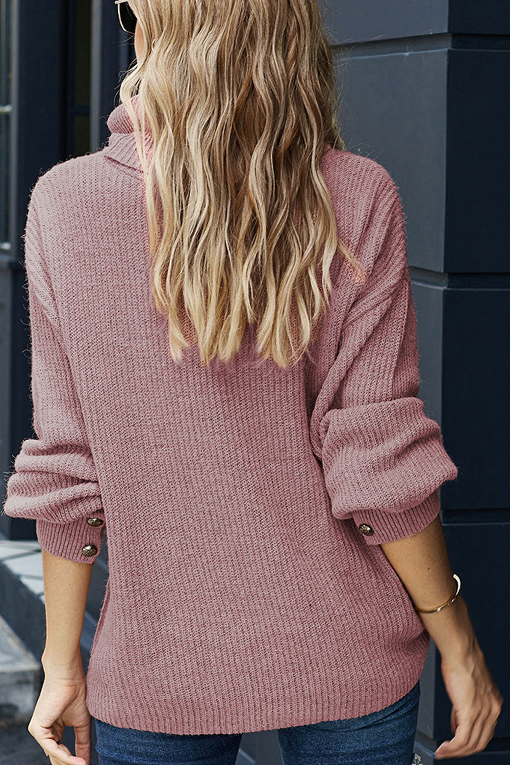 Women Simple Solid Colored Warm High Neck Thick Sweater