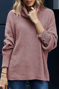 Women Simple Solid Colored Warm High Neck Thick Sweater