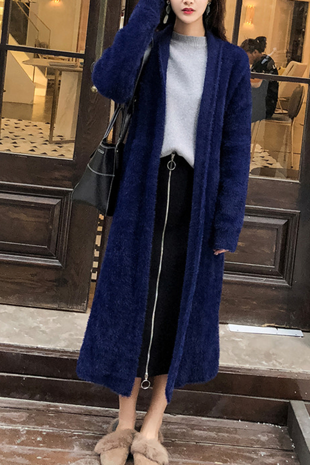 Women Long Length Solid Colored Cozy Soft Cardigan