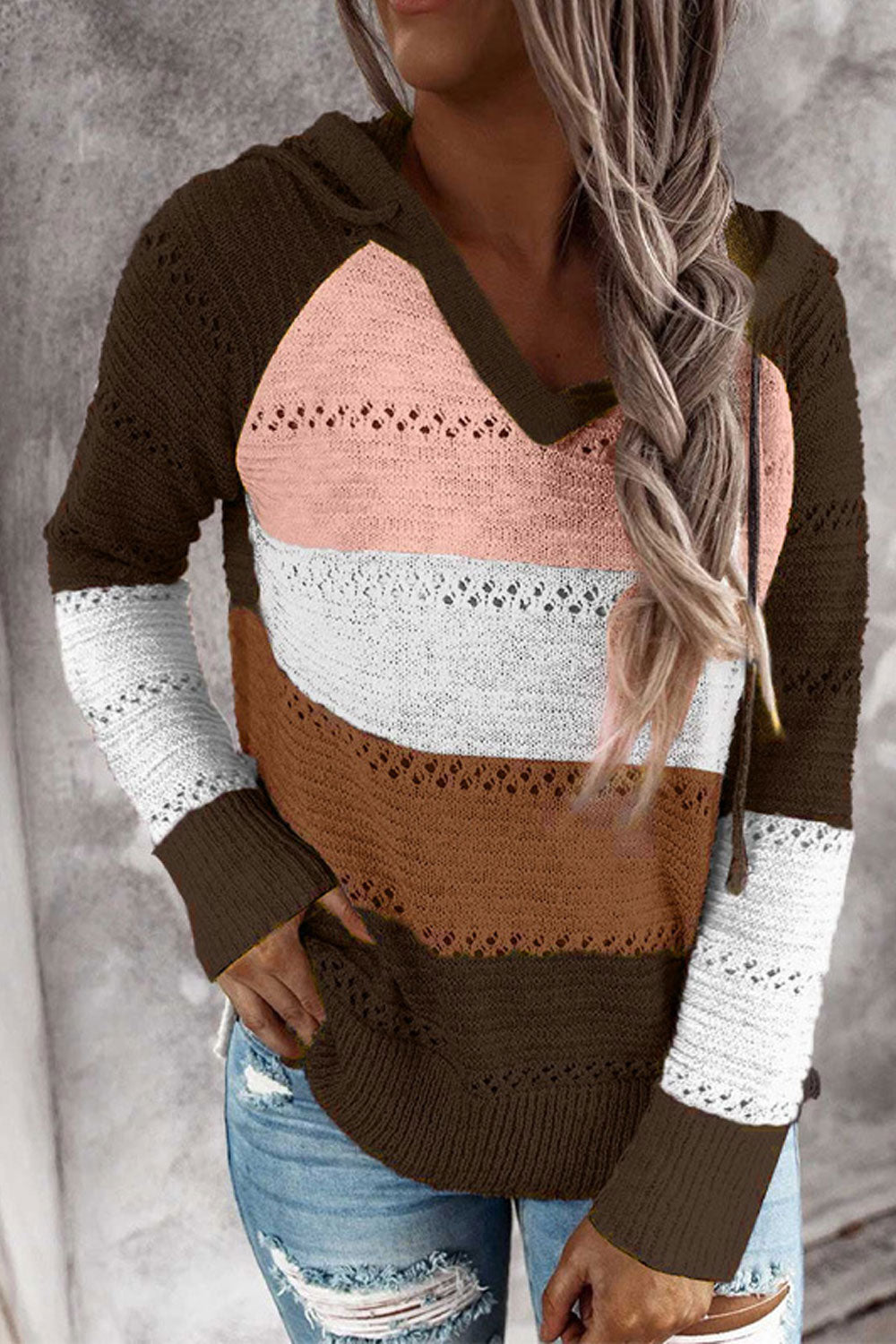 Women Classy V-Neck Long Sleeve Breathable Stylish Sweater