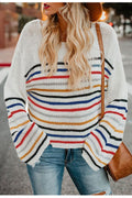 Women Lovely Striped Pattern Long Sleeve Comfortable Sweater