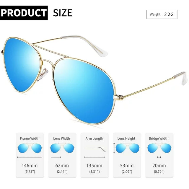 Classic Military Style Pilot Polarized Sunglasses for Women Men