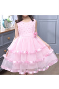 Kids Girls Multi Layers Fashion Solid Color Summer Dress