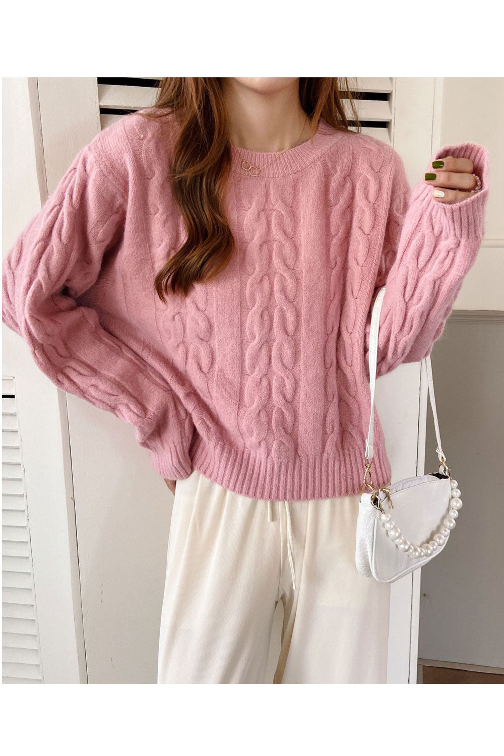 Women Convenient Stylish Solid Colored Long Sleeve Loose Sweater