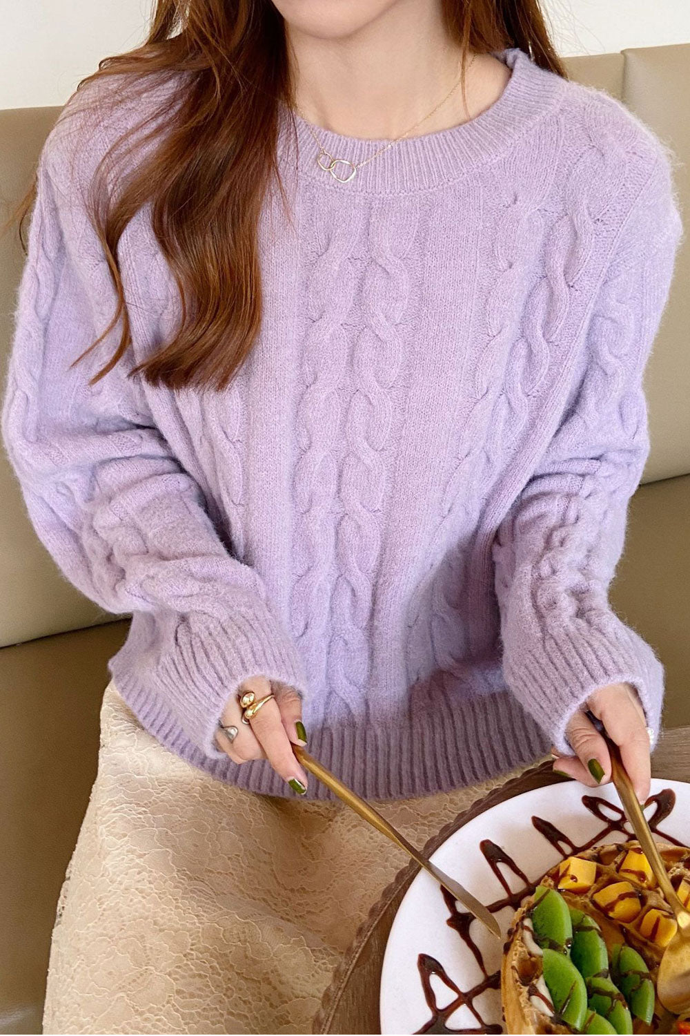 Women Convenient Stylish Solid Colored Long Sleeve Loose Sweater
