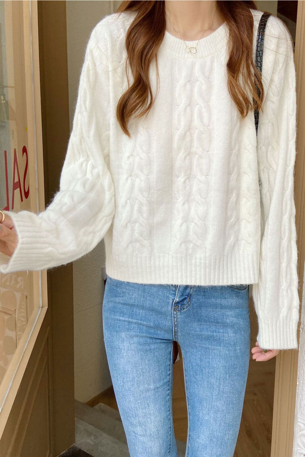 Women Convenient Stylish Solid Colored Long Sleeve Loose Sweater