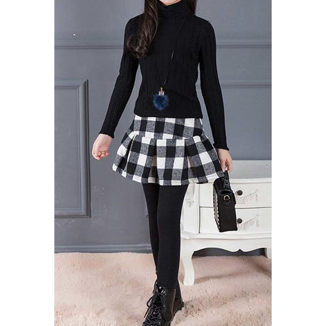 Kids Girls Plaid Flared Stretchable Casual Legging