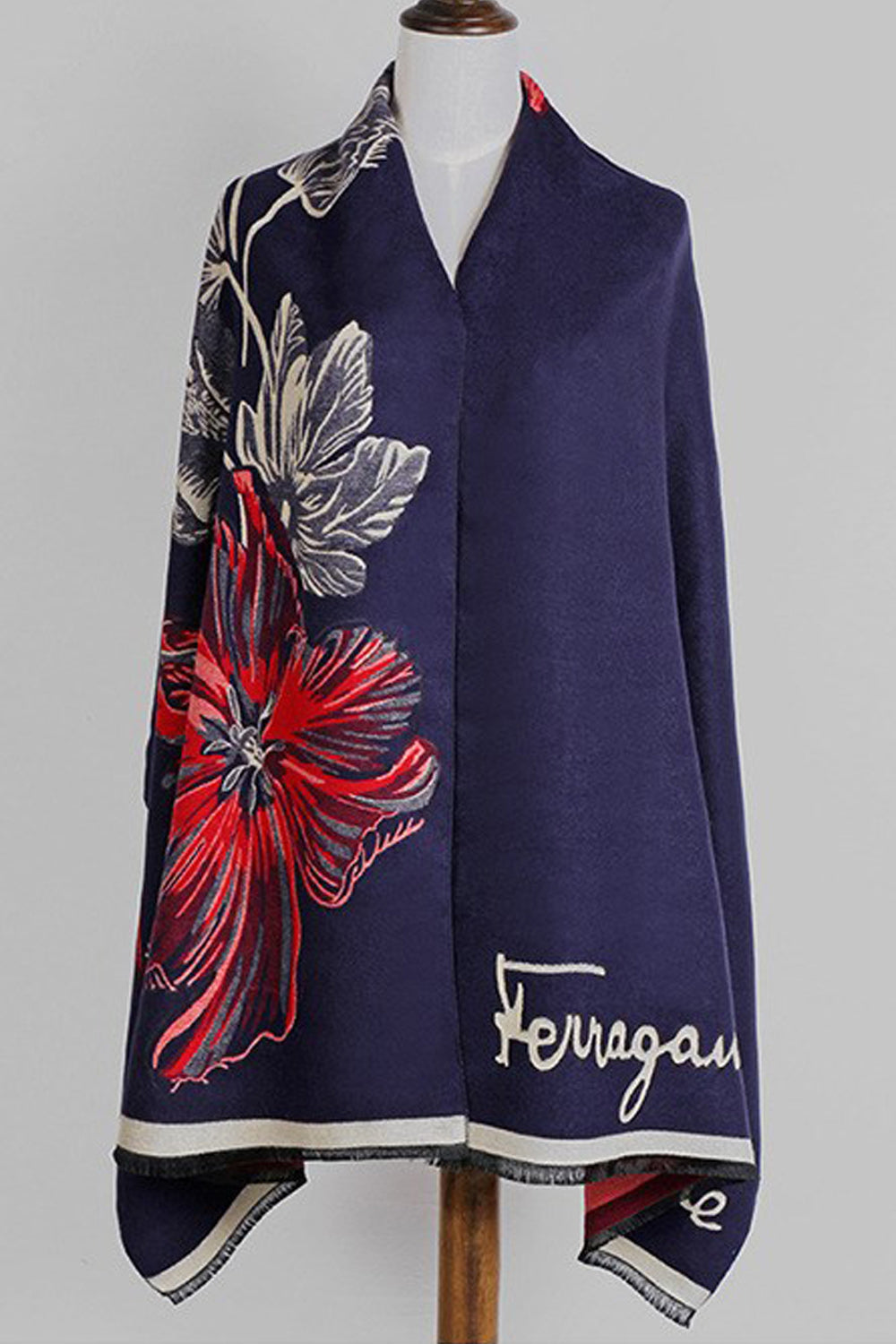 Women Cute Flower Printed Fashionable Warm Casual Shawl