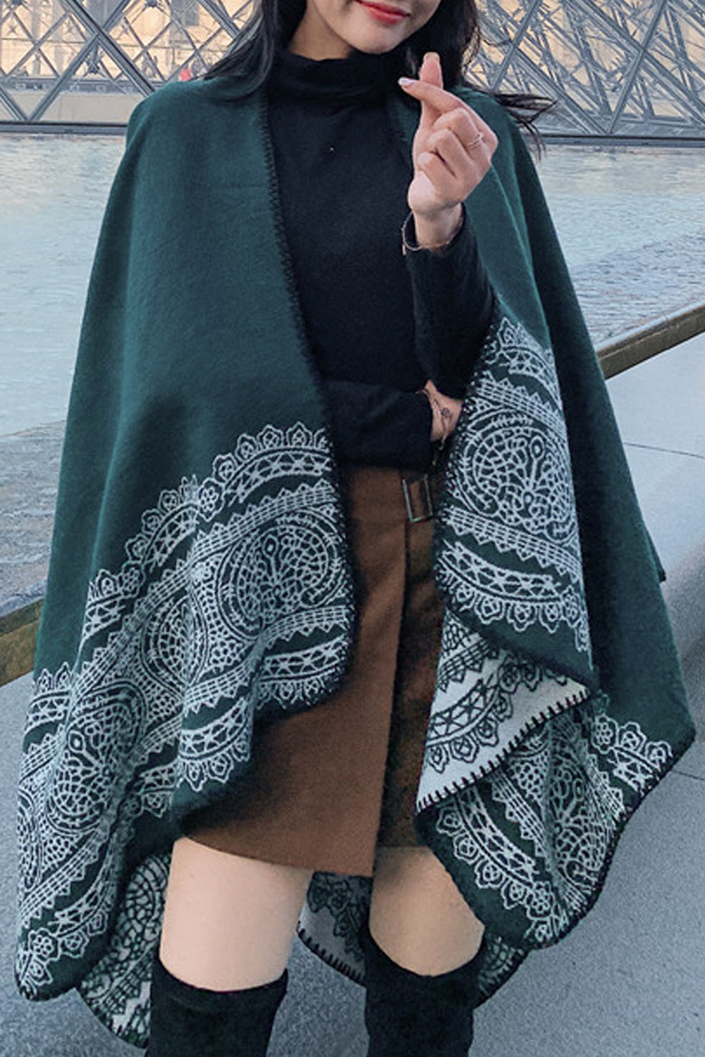 Women Classic Printed Pattern Comfortable Thick Cashmere Shawl