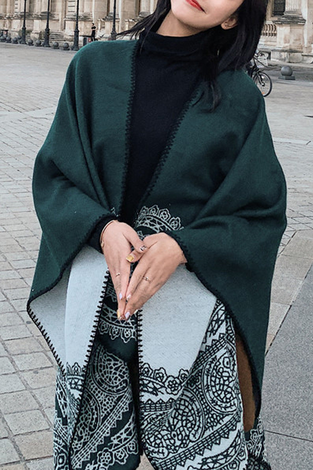 Women Classic Printed Pattern Comfortable Thick Cashmere Shawl