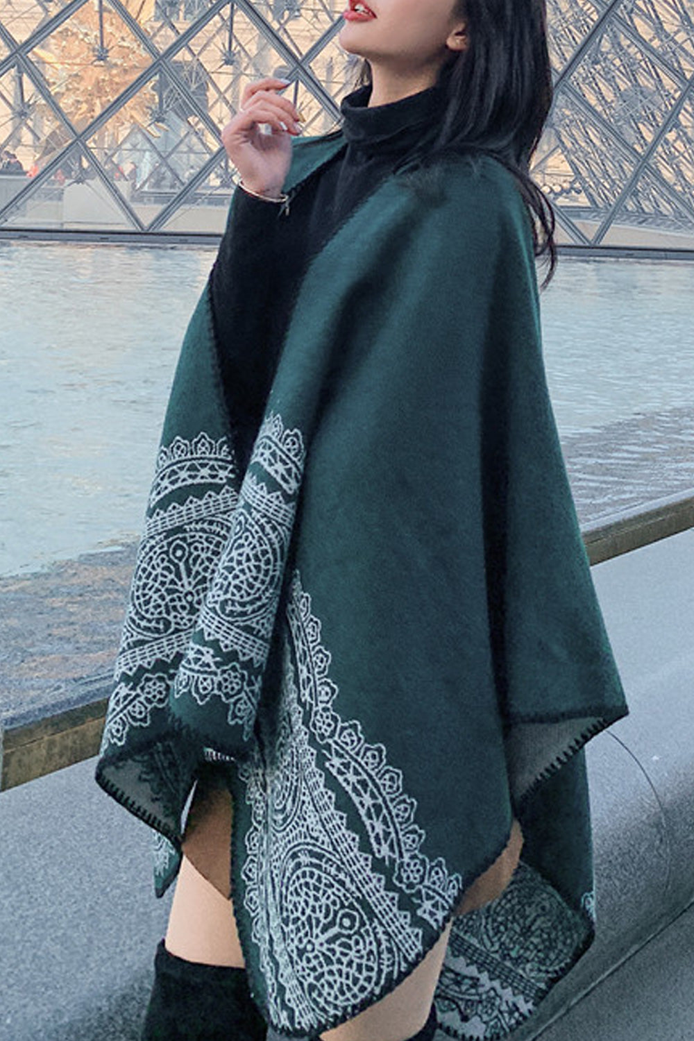 Women Classic Printed Pattern Comfortable Thick Cashmere Shawl