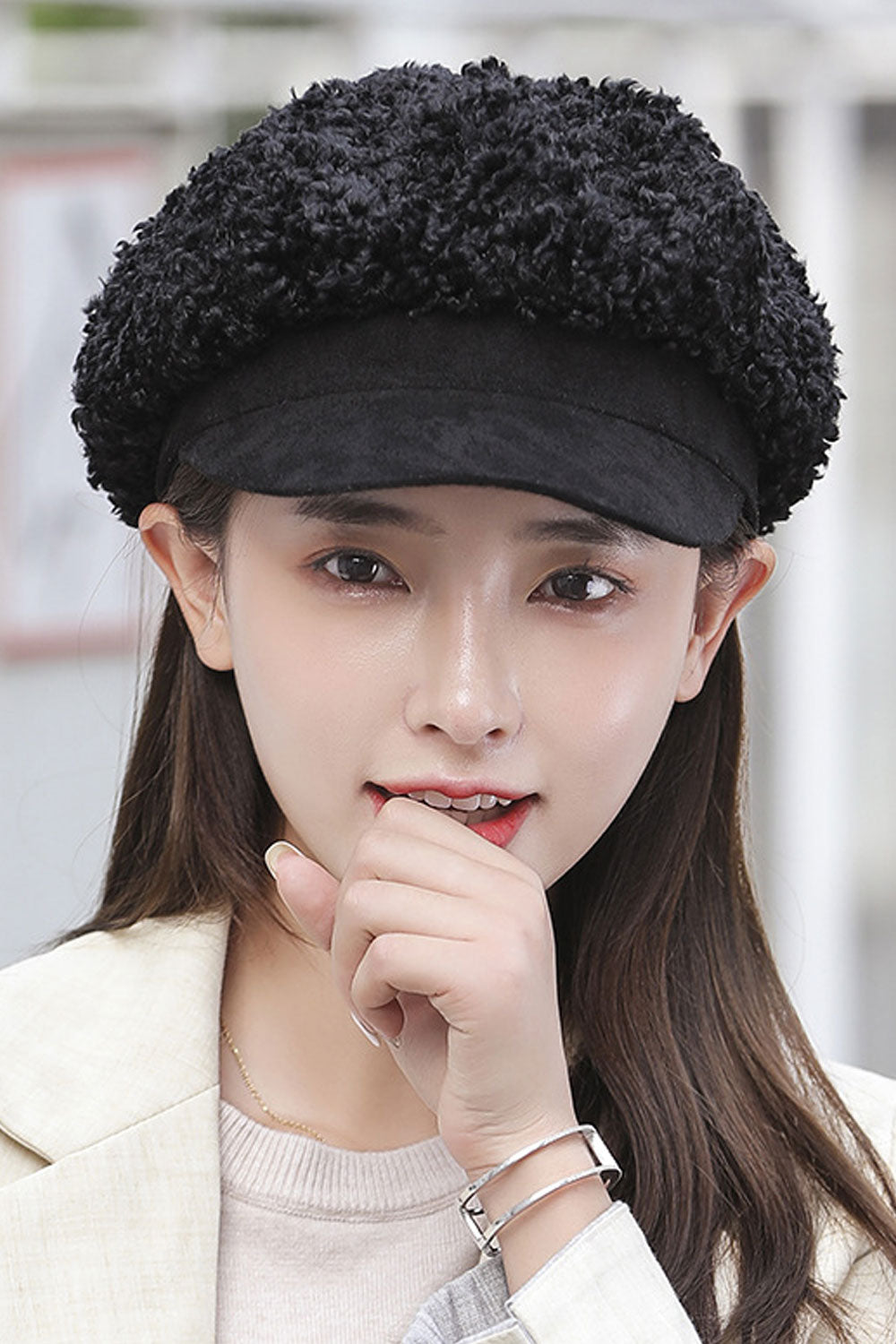 Women Casual Lamb Wool Cold Protection Beret Hat
