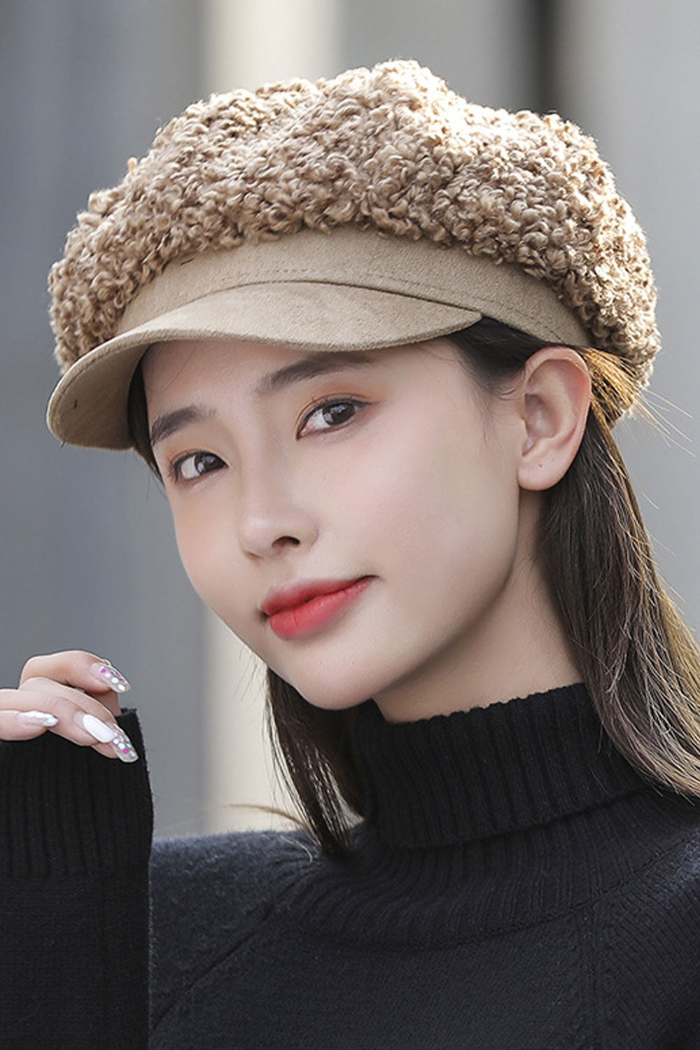 Women Casual Lamb Wool Cold Protection Beret Hat