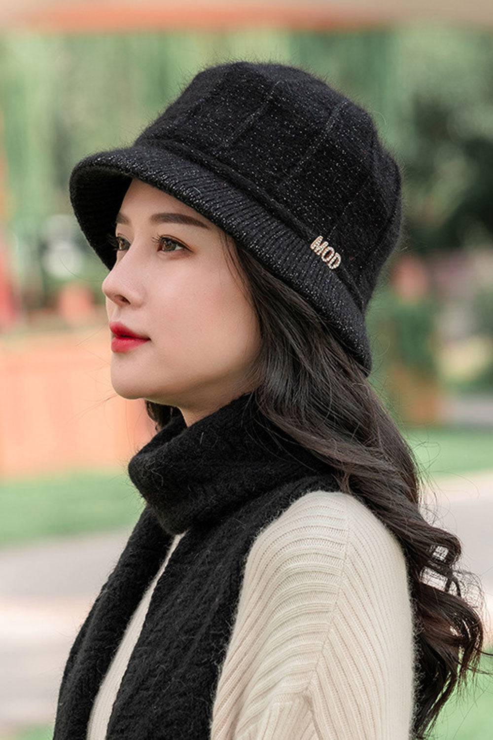 Women Cute Warm Stylish Solid Pattern Earmuffs Winter Beret Hat