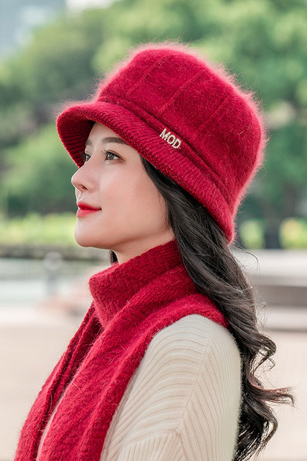 Women Cute Warm Stylish Solid Pattern Earmuffs Winter Beret Hat