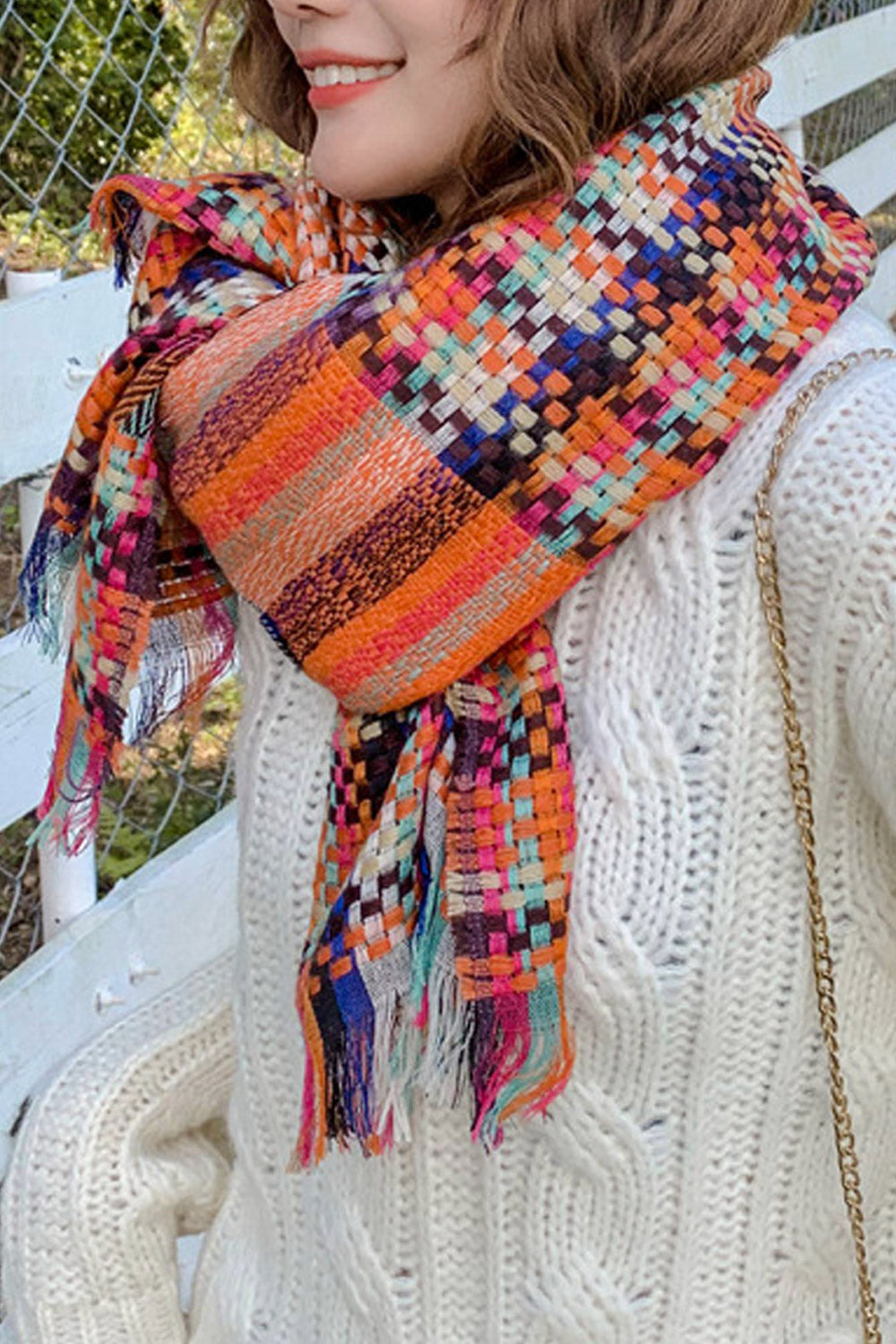 Women Polka Dotted Pattern Warm Winter Casual Muffler
