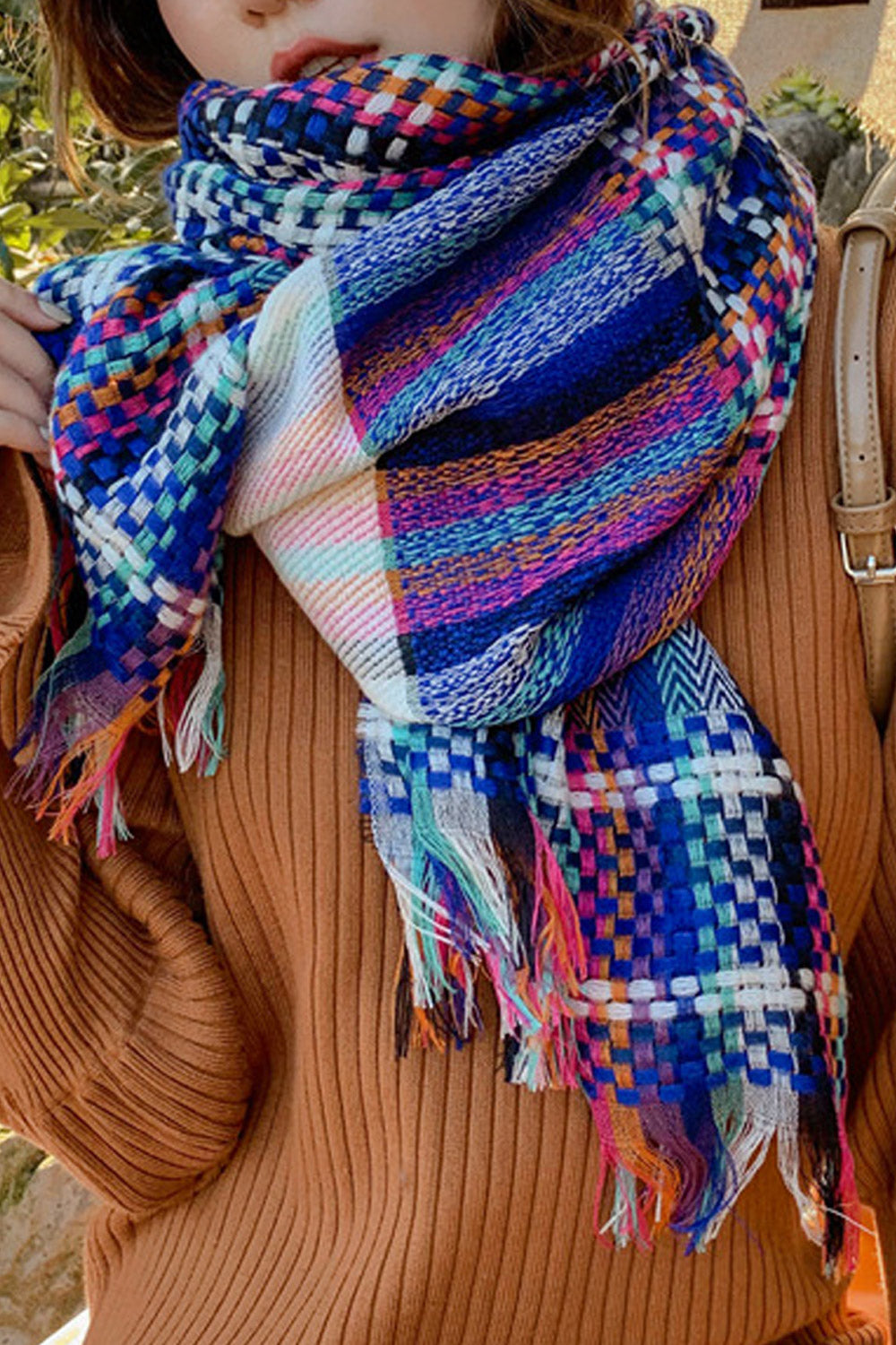 Women Polka Dotted Pattern Warm Winter Casual Muffler