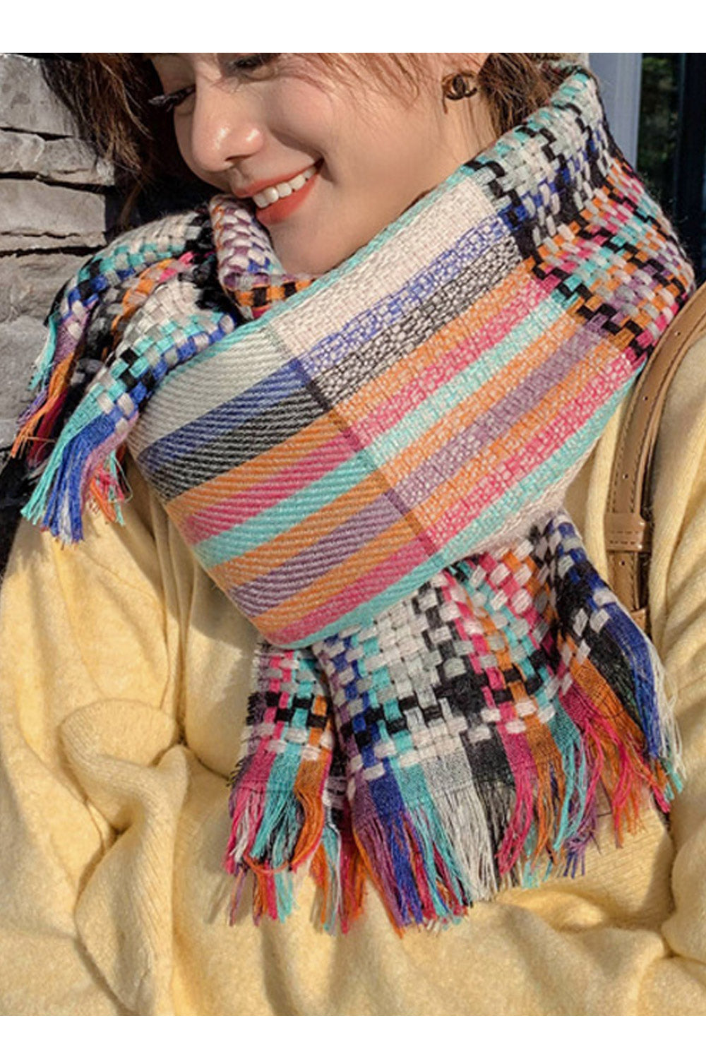 Women Polka Dotted Pattern Warm Winter Casual Muffler
