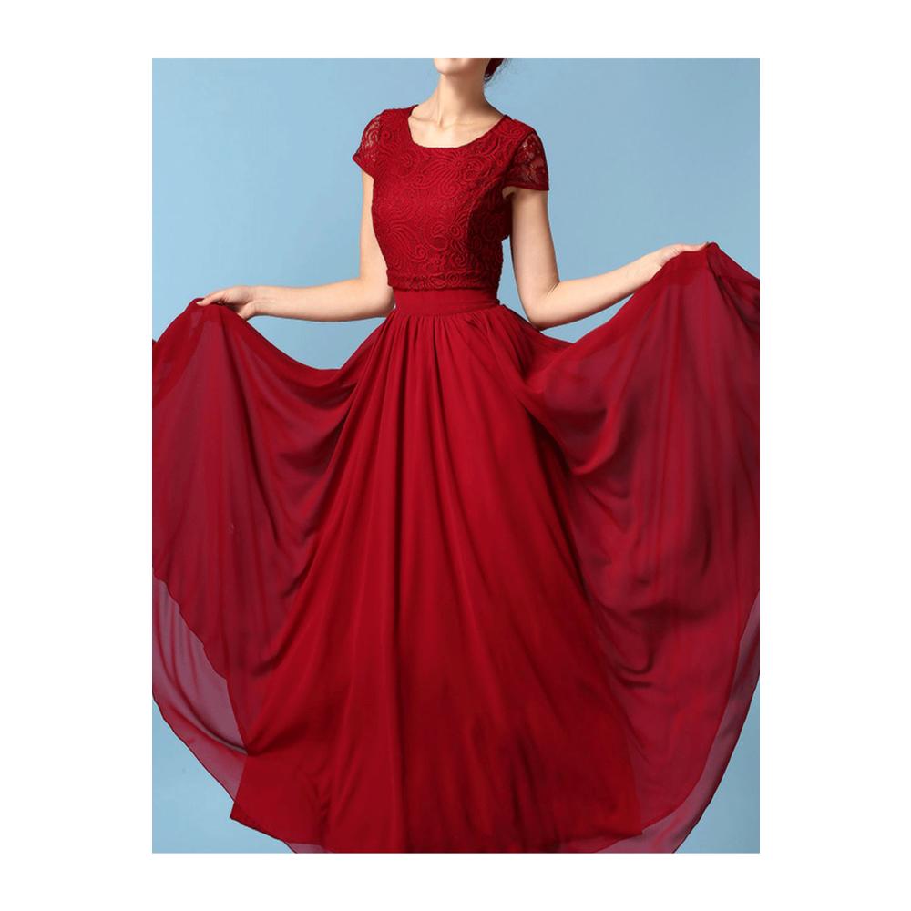 Women Fit Pleated Long Skirt Dress