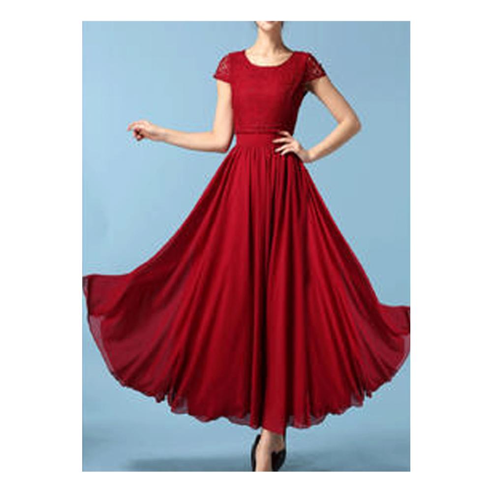Women Fit Pleated Long Skirt Dress