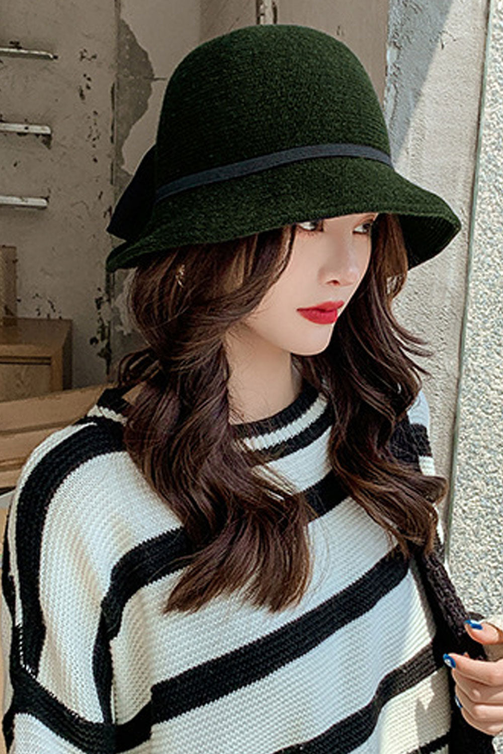 Women Knitted Warm Windproof Solid Colored Elegant Beret Hat