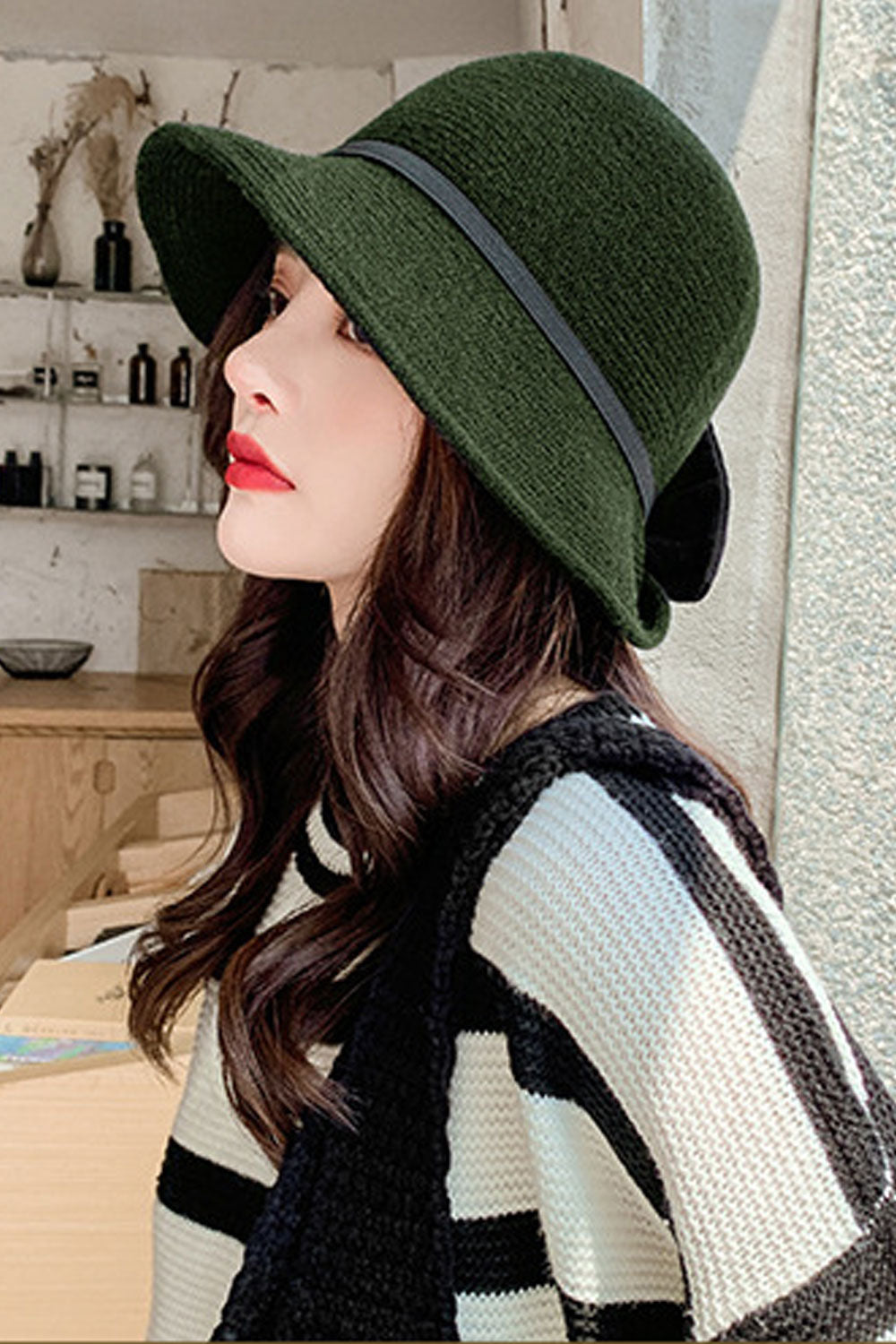Women Knitted Warm Windproof Solid Colored Elegant Beret Hat