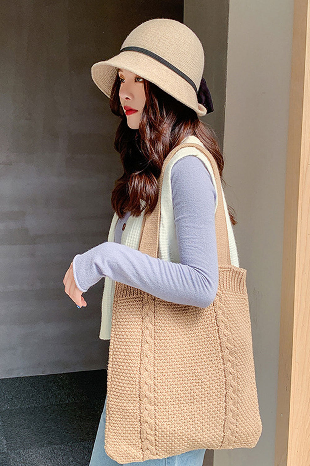 Women Knitted Warm Windproof Solid Colored Elegant Beret Hat