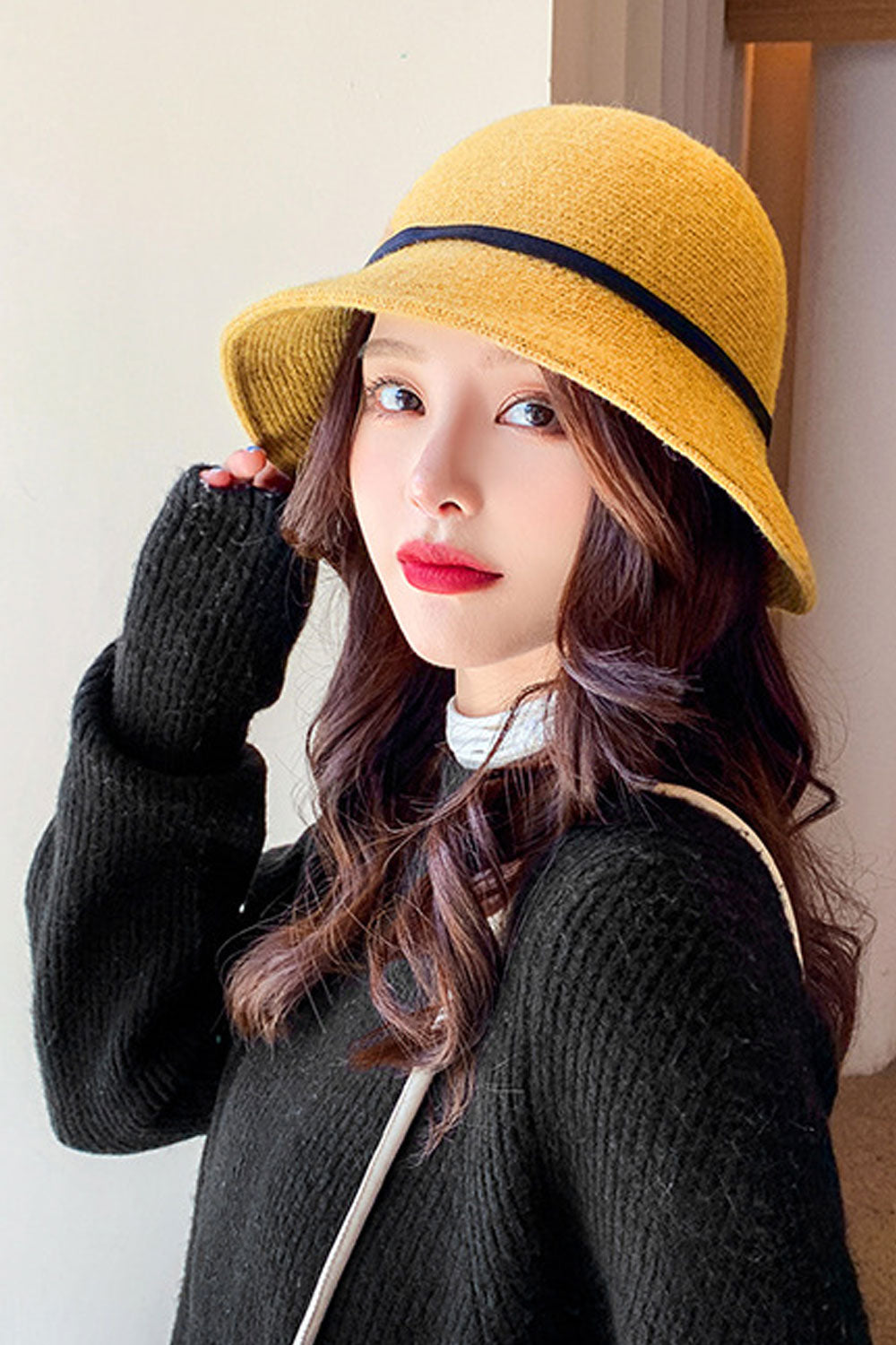 Women Knitted Warm Windproof Solid Colored Elegant Beret Hat