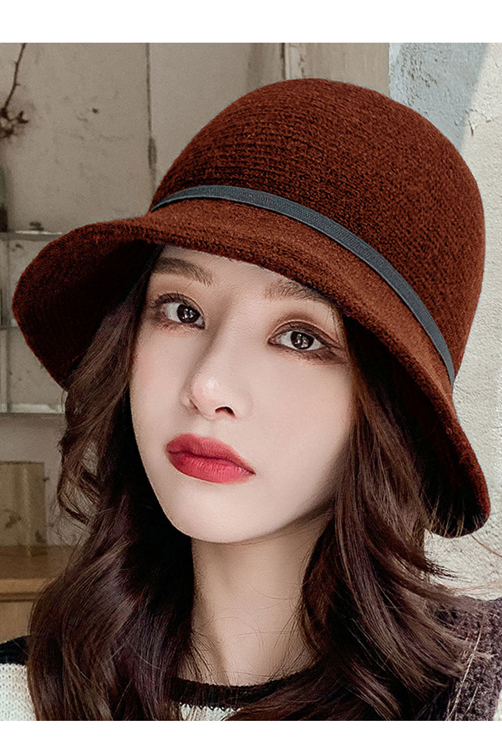 Women Knitted Warm Windproof Solid Colored Elegant Beret Hat