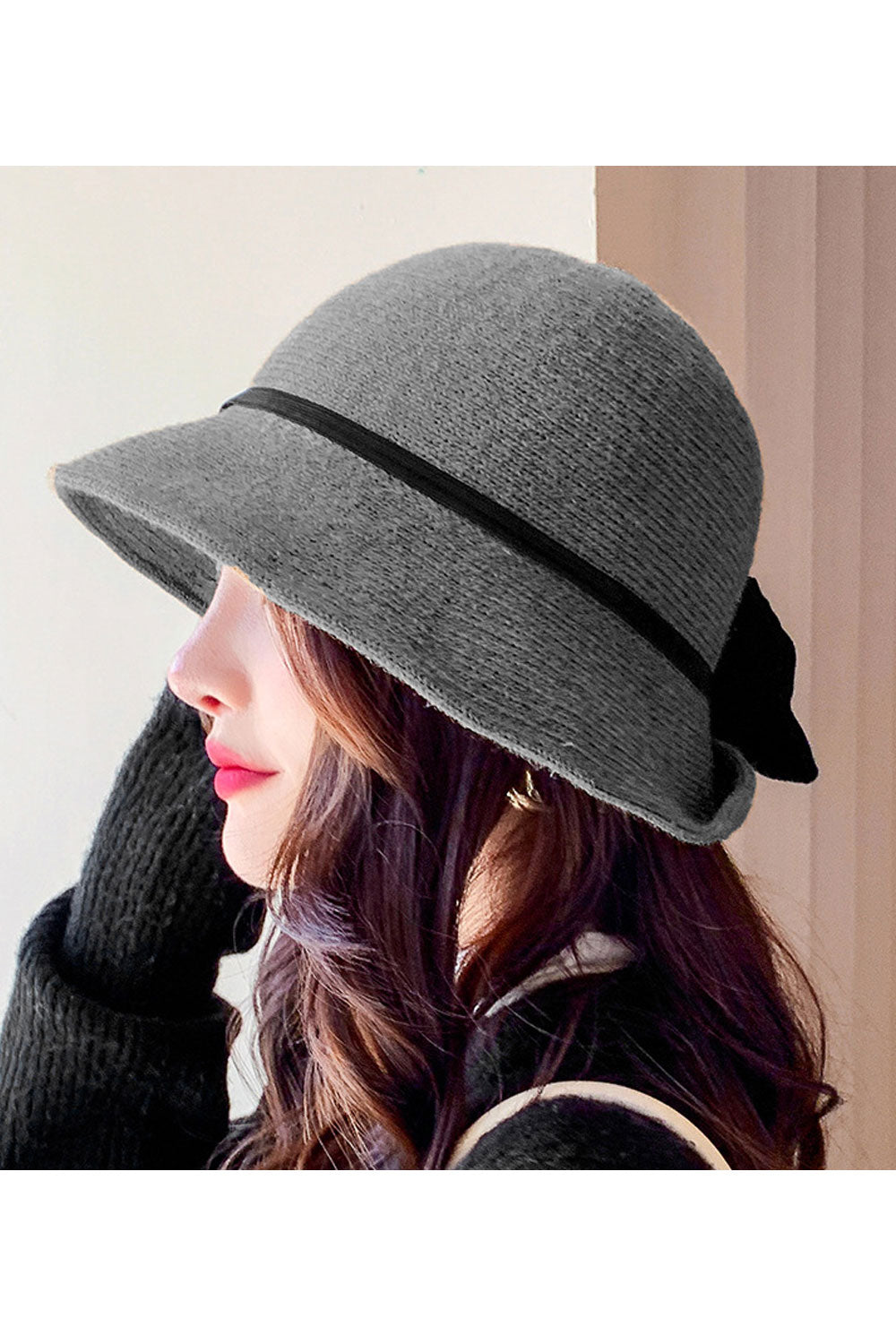 Women Knitted Warm Windproof Solid Colored Elegant Beret Hat
