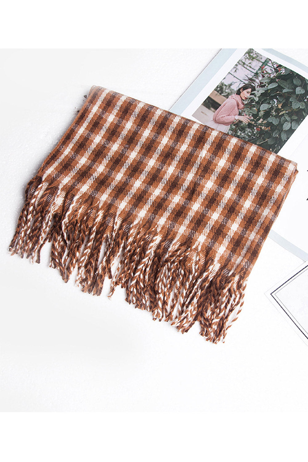 Women Soft Breathable Plaid Pattern Cozy Winter Muffler