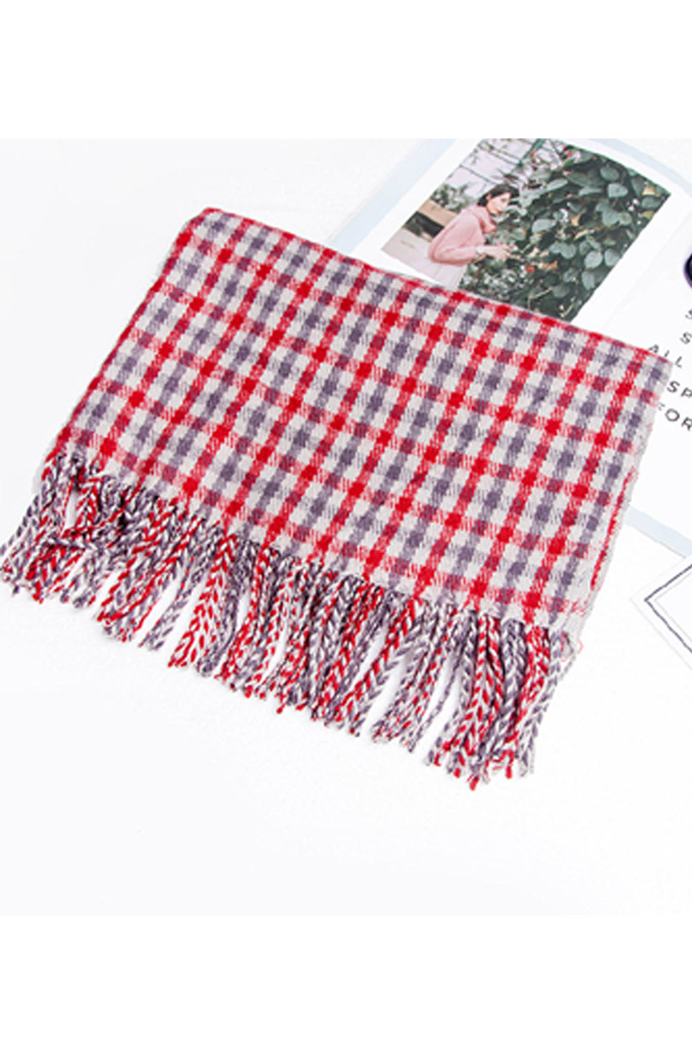 Women Soft Breathable Plaid Pattern Cozy Winter Muffler