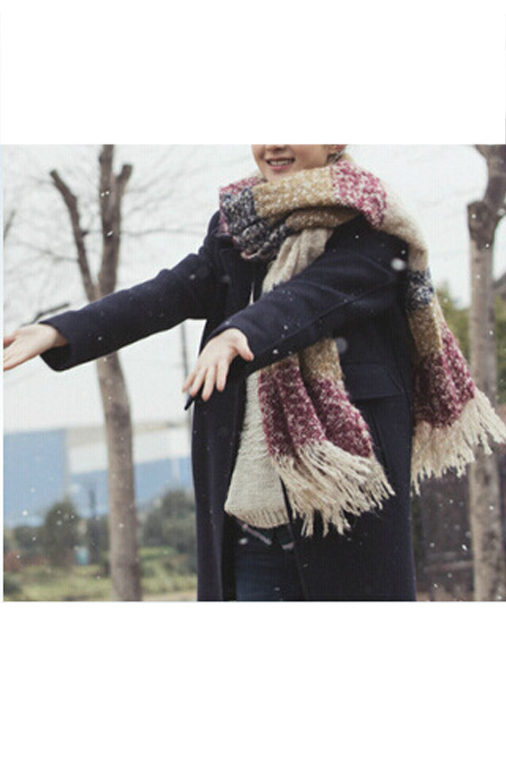 Women Tassel Hem Lovely Winter Muffler