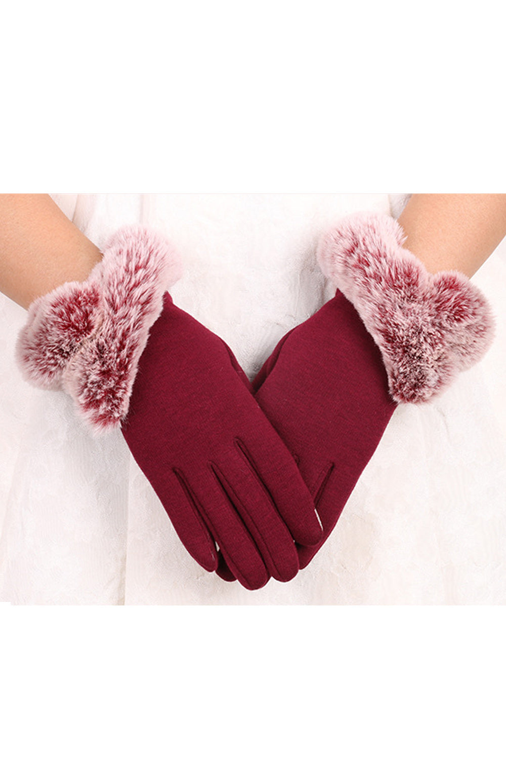 Women Soft Fashionable Solid Pattern Warm Winter Knitted Gloves