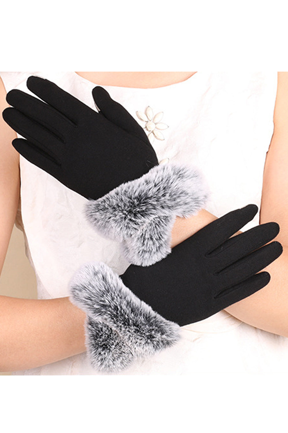 Women Soft Fashionable Solid Pattern Warm Winter Knitted Gloves