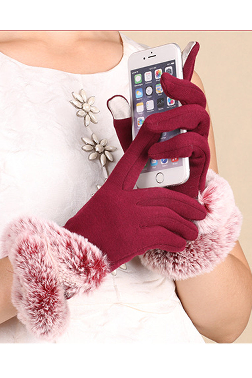 Women Convenient Solid Pattern Cozy Soft Knitted Gloves