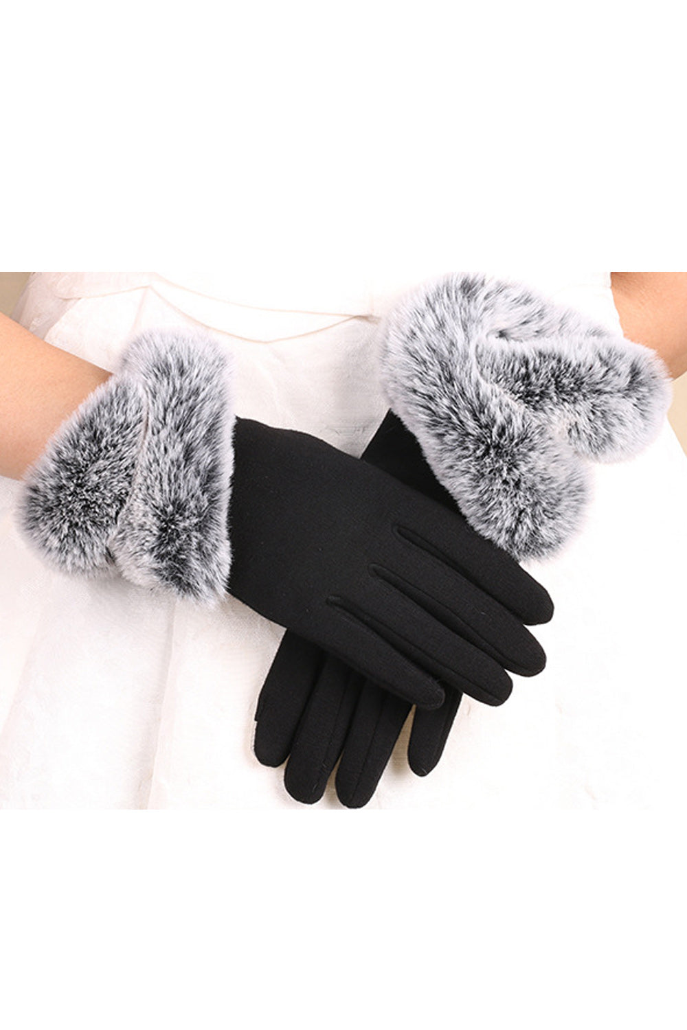 Women Convenient Solid Pattern Cozy Soft Knitted Gloves
