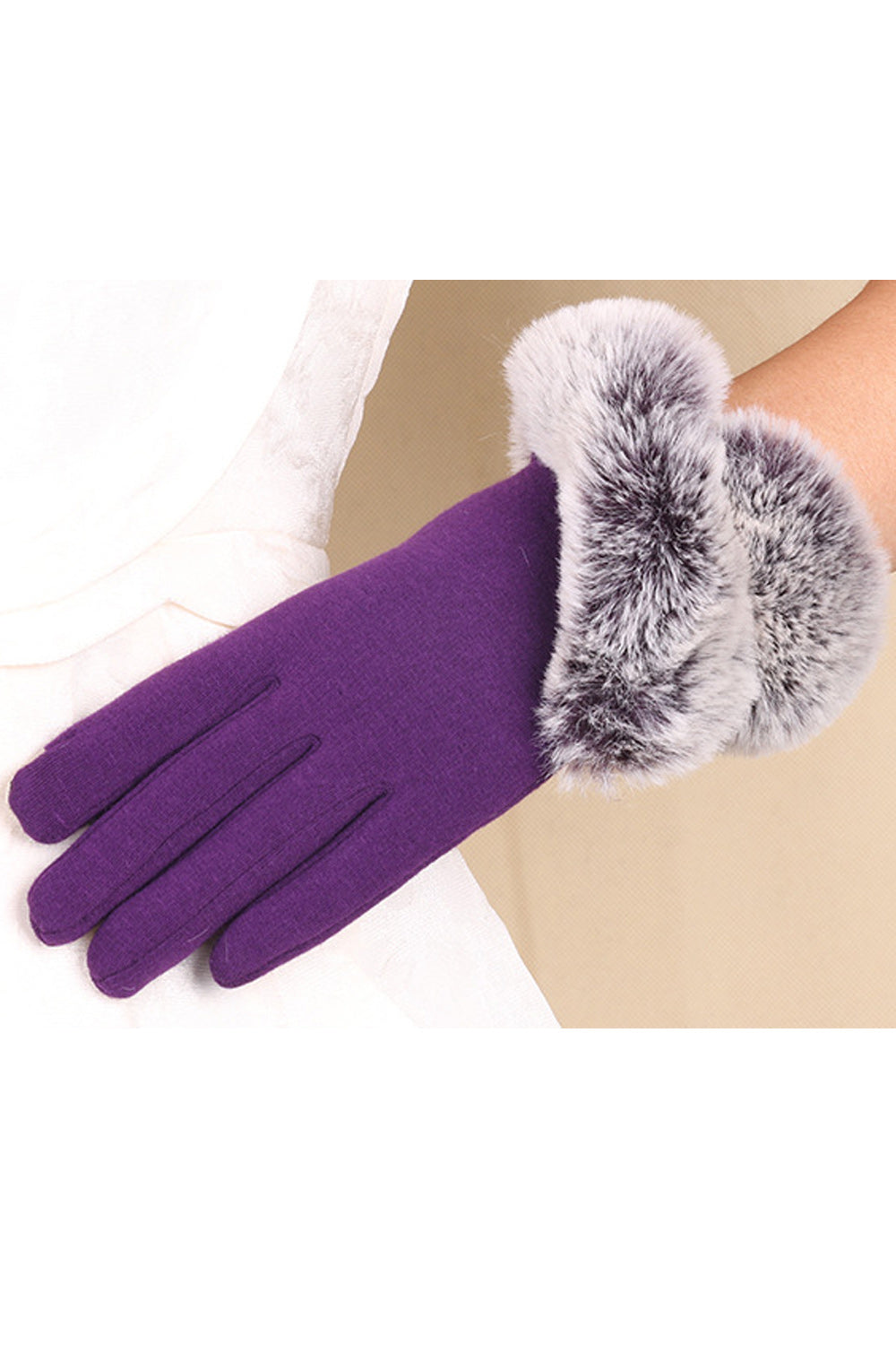 Women Convenient Solid Pattern Cozy Soft Knitted Gloves