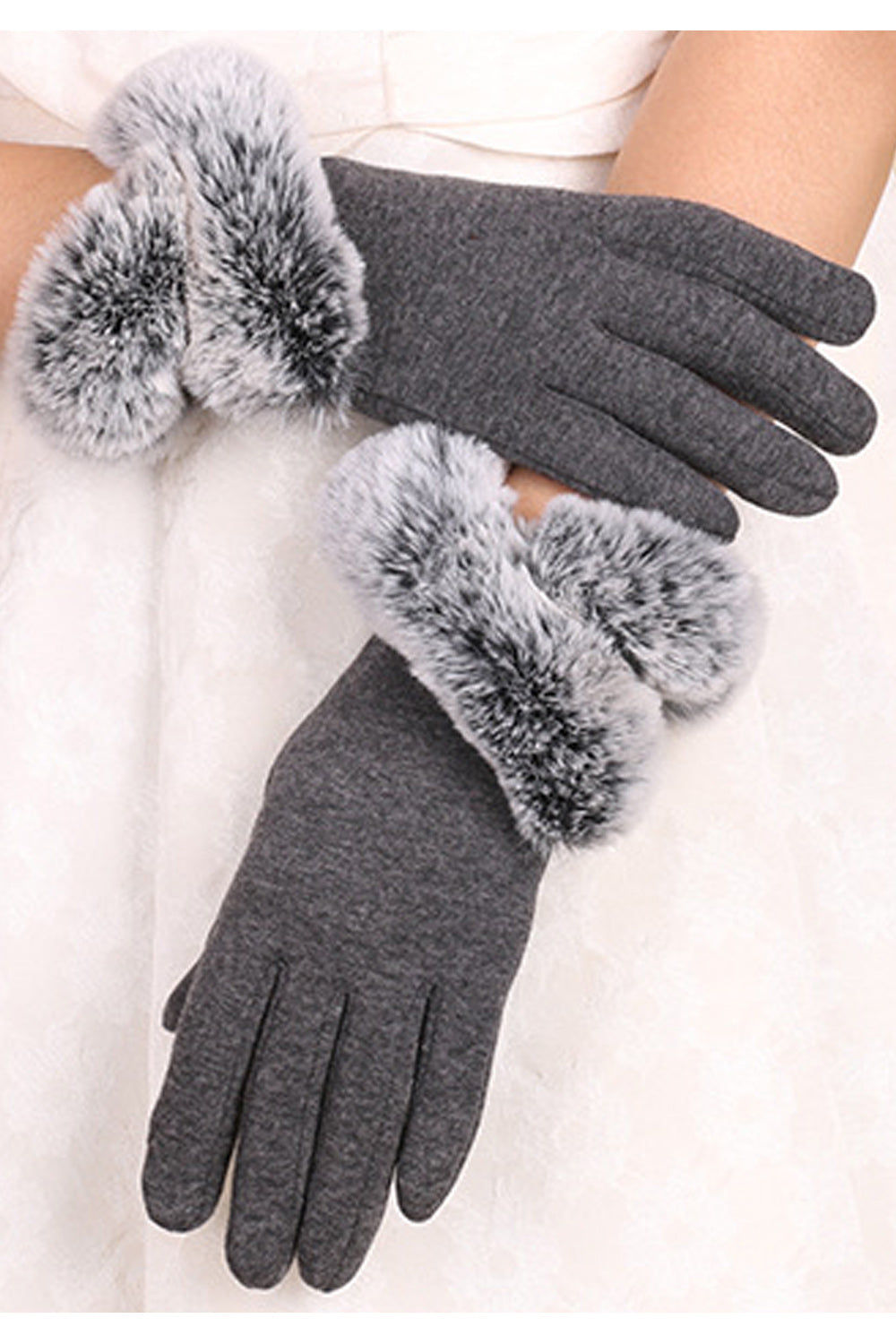 Women Convenient Solid Pattern Cozy Soft Knitted Gloves